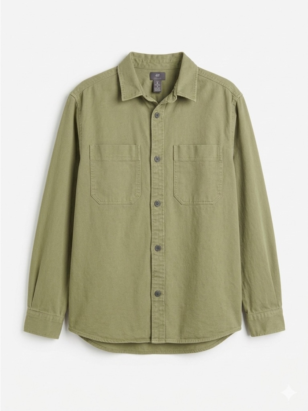 H&M Green Button-Front Long Sleeve Shirt